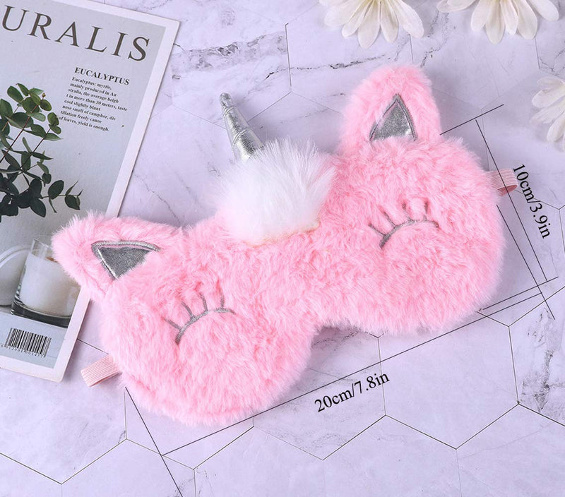 4 Pack Cute Animal Unicorn Sleep Mask for Girls Cute Unicorn Horn Soft Plush Blindfold Sleep Masks Eye Cover Eyeshade for Kids Girls Teens Women Plane Travel Nap Night Sleeping - BeesActive Australia