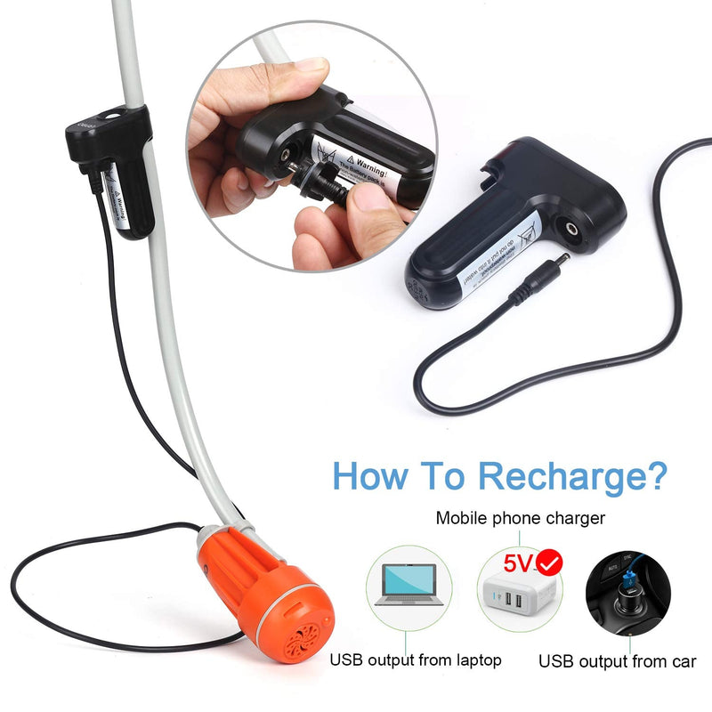 URPRO Portable Camping Shower, Outdoor Shower Head, Shower Pump, Detachable USB Rechargeable Batteries, Pumps Water from Bucket, for Camping, Hiking, Pet Cleaning, Pet Shower, Car Washing - BeesActive Australia