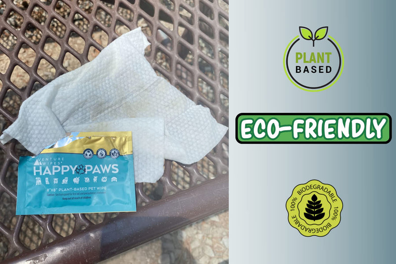 Happy Paws - Natural Pet Wipes for Dogs and Cats. Biodegradable Grooming for Paws, Eyes, Ears, Glands, and Coat. Large and Durable Cleansing Cloths for Essential Pet Care. 20 Individual Wrapped Wipes - BeesActive Australia