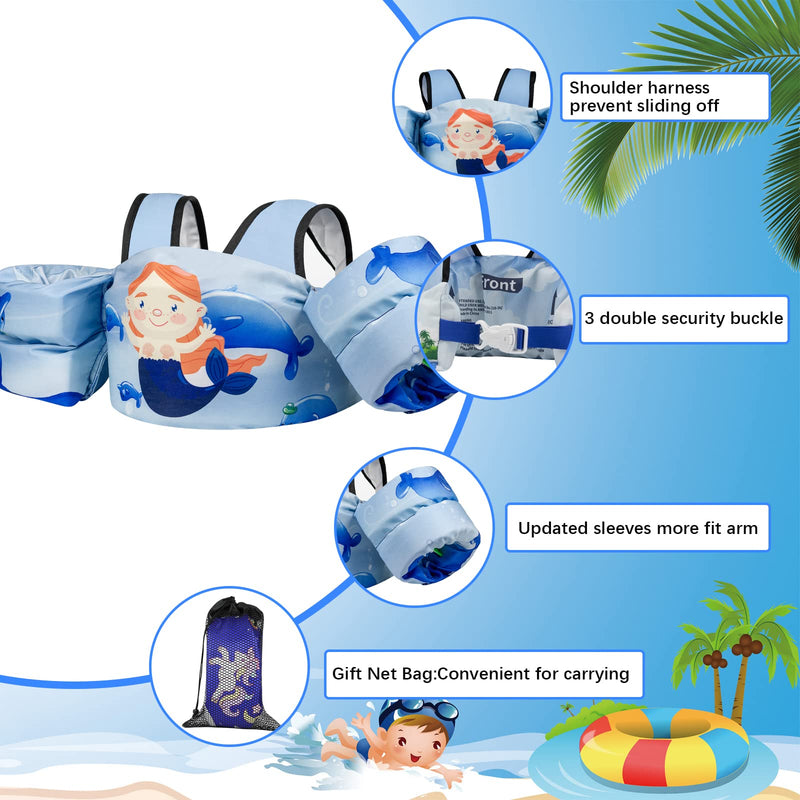 TOAUXUNG Adjustable Kids Swim Vest for Baby Swimming Training,Infant Baby Vest Swim Aid for 22-66 Pounds Boy and Girl Updated-Mermaid - BeesActive Australia