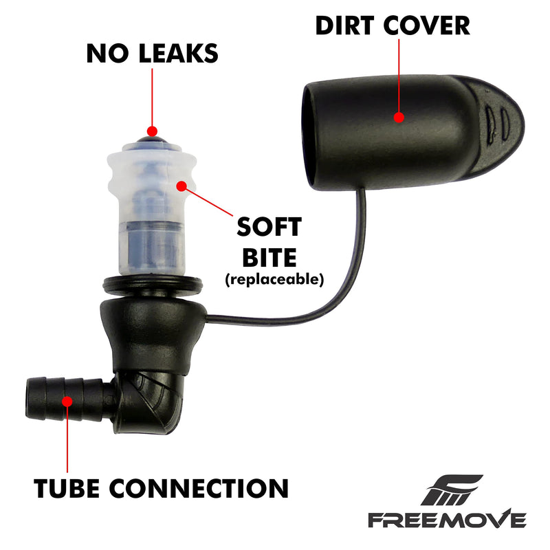 Hydration Bladder Bite Valve Mouthpiece Replacement > Pull/Push Shutoff Valve, Silicone Nozzle with Cap Protector, 90 degree for Quick Acces & Easy Drinking, Universal for Any Hydration Pack System - BeesActive Australia