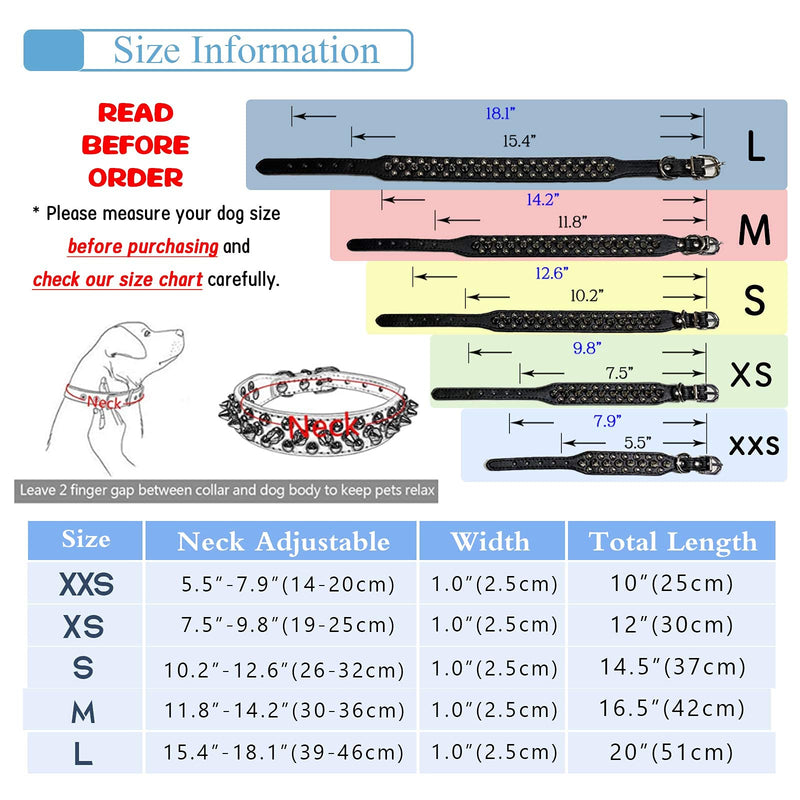 PETCARE Spiked Dog Collar Soft Pu Leather Funny Mushrooms Rivet Spike Studded Puppy Adjustable Outdoor Dog Collars for Small Medium Large Dogs Cats S(10.2"-12.6" / 26cm-32cm) Black - BeesActive Australia