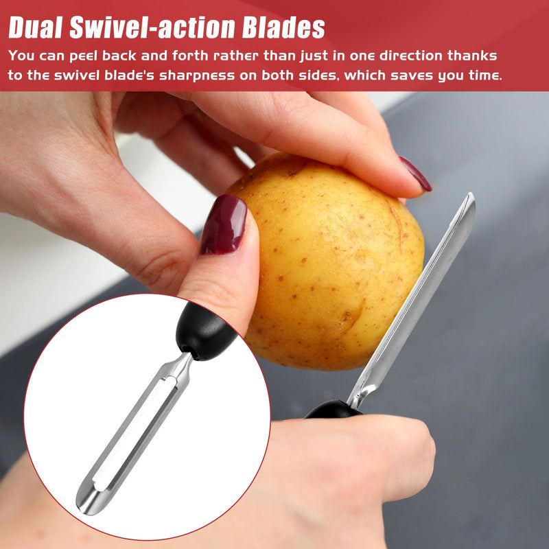 Professional #1071 Vegetable Peeler, Stainless Steel Fruit Potato Peeler, Swivel Vegetable Peeler with Easy Grip Ergonomic Handle & Ultra Sharp Stainless Steel Blades, 7 1/4 Inch Black - BeesActive Australia