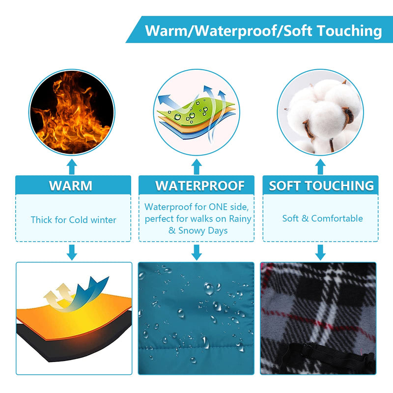 Geyecete Winter Warm Coat Waterproof Dog Winter Jacket with Harness Traction Belt,Pet Outdoor Jacket Dog Autumn and Winter Clothes for Medium, Small Dog Blue - BeesActive Australia
