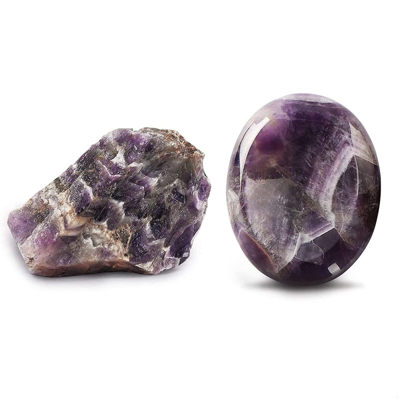 Artistone 2" Amethyst Crystals Worry Stone Carved Natural Polished Reiki Healing Bulk Thumb Chakra Stones for Anxiety Meditation Home Decor(Gift Box) - BeesActive Australia