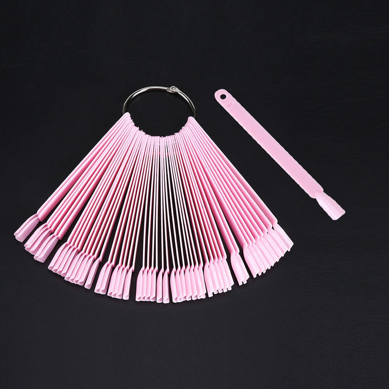 Nail Art Practice Tips, 50Pcs/Bag Fan Shaped Detachable False Nail Art Tips, Nail Polish Display Sticks, Manicure Practice Tools, Pink - BeesActive Australia