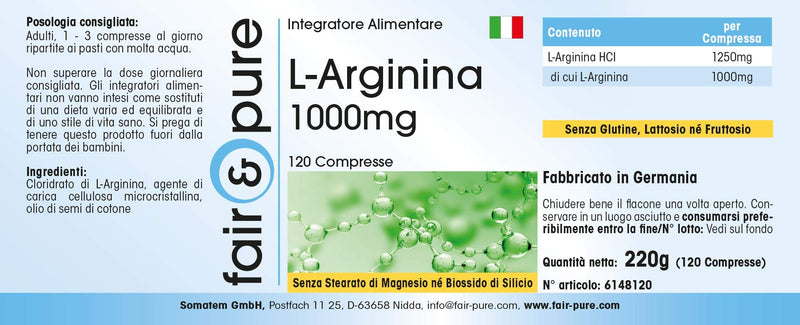 Fair & Pure® - L-arginine 1000mg - high-dose - 120 Tablets - BeesActive Australia