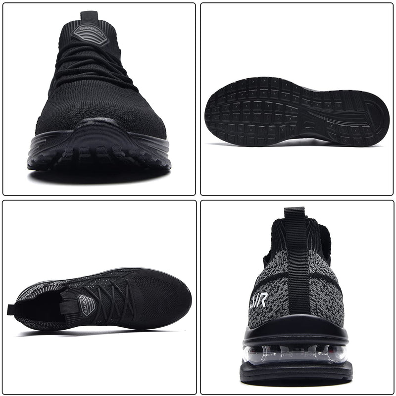 IIV Mens Air Running Shoes Casual Tennis Walking Althletic Gym Fashion Lightweight Slip On Sneakers 9 Black - BeesActive Australia