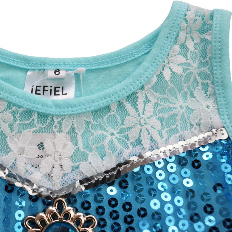 [AUSTRALIA] - iEFiEL Girls Sequins Chiffon Ballet Dance Dress Gymnastic Leotard Ballerina Fairy Costume Blue 10 