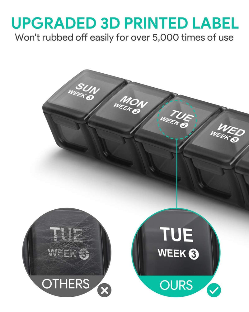 Annwer Large Monthly Pill Box Organiser, 28 Day Pill Organiser by Week, Month Tablet Box Organiser with Dust-Proof Case for Travel, 4 Week Dosette Box for Pills, Vitamin, Fish Oil and Supplement Black - BeesActive Australia