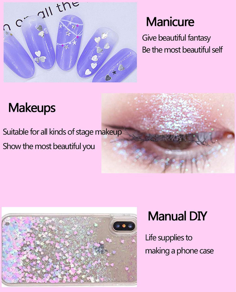 Ranvi Nail Art DIY Mermaid Sequins Translucent Color Round Nail Decoration 3 Pieces,Style 1 Blue - BeesActive Australia