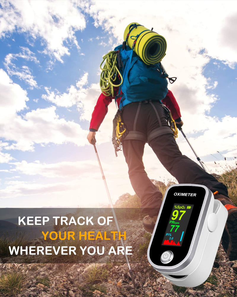 Pulse Oximeter Fingertip - Oxygen Meter Finger Pulse Oximeter - Blood Oxygen Saturation Monitor with Heart Rate and Fast Spo2 Reading, Pulse Ox with TFT Screen, Lanyard - BeesActive Australia