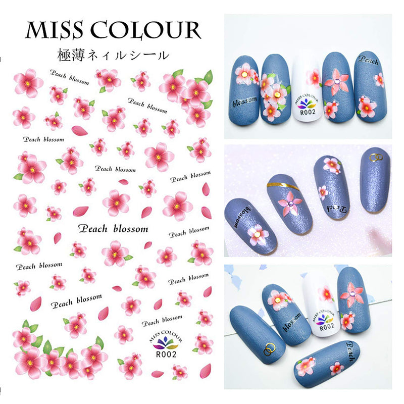 6 Sheets Flower Nail Art Stickers Rose Cherry Blossoms Lavender Nail Decals 3D Nail Supplies Nail Self-Adhesive Sticker Summer Flowers Design Manicure Decorations Accessories 6 Sheets Flower - BeesActive Australia