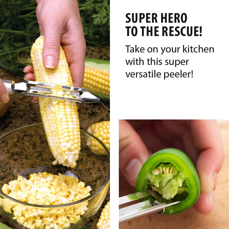 Rada Cutlery Deluxe Vegetable Peeler Blade Stainless Steel Resin Made in the USA, 8-3/8 Inches, Black Handle - BeesActive Australia