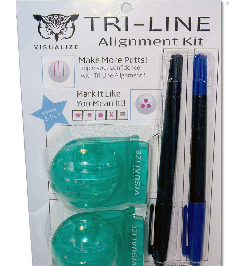 VISUALIZE TRI-LINE Golf Alignment Kit - (2-Pack) Unique 3 Line Golf Ball Marker - Golf Accessories That Make Perfect Golf Gifts for Men or Women! Triple Your Confidence on The Putting Greens! Teal - BeesActive Australia