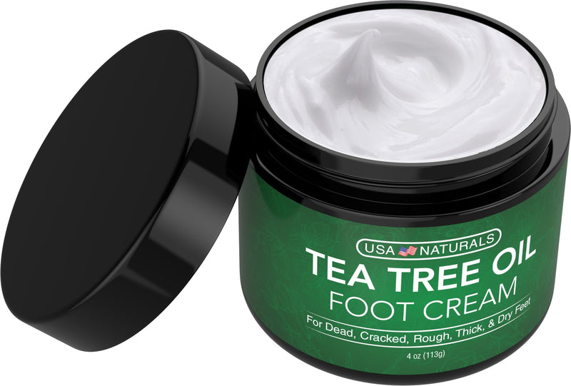 Tea Tree Oil Foot Cream - Instantly Hydrates and Moisturizes Cracked or Callused Feet - Rapid Relief Heel Cream - Natural Treatment Helps & Soothes Irritated Skin, Athletes Foot, Body Acne 4 Ounce (Pack of 1) - BeesActive Australia