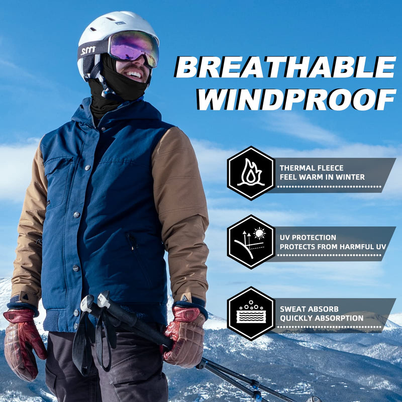 ROCKBROS Cold Weather Balaclava Ski Mask for Men Windproof Thermal Winter Scarf Mask Women Neck Warmer Hood for Cycling Black - BeesActive Australia