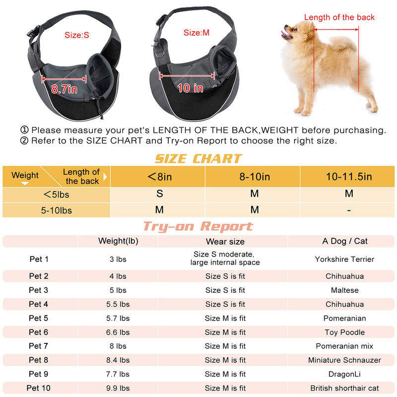WOYYHO Pet Dog Sling Carrier Puppy Sling Bag Small Dogs Cats Carrier Adjustable Strap Mesh Hand Free Dog Satchel Carrier for Outdoor Travel Medium (Pack of 1) A-Black - BeesActive Australia
