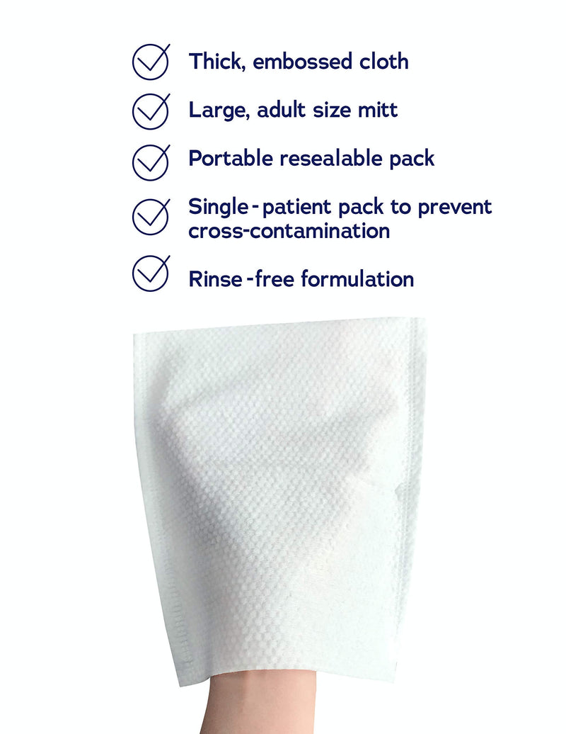 DYMACARE Fragrance-Free Wash Mitts | Rinse Free Microwaveable Adult Bed Bath Wet Wash Gloves | with Aloe Vera | Latex, Lanolin and Alcohol Free (3 Packs (24 Mitts in Total)) 3 Packs (24 mitts in total) - BeesActive Australia