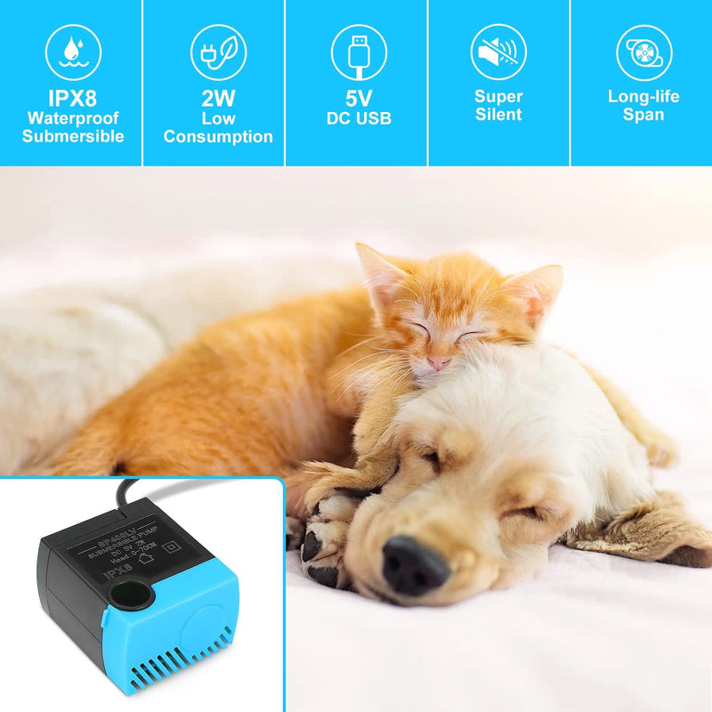 SanKlev SP-400LV Cat Water Fountain Pump,USB Replacement Pump for Pet Drinking Fountains Compatible with Ceramic, Butterfly,Seaside and Multi-Tier Pet Fountains(No AC Adapter) - BeesActive Australia