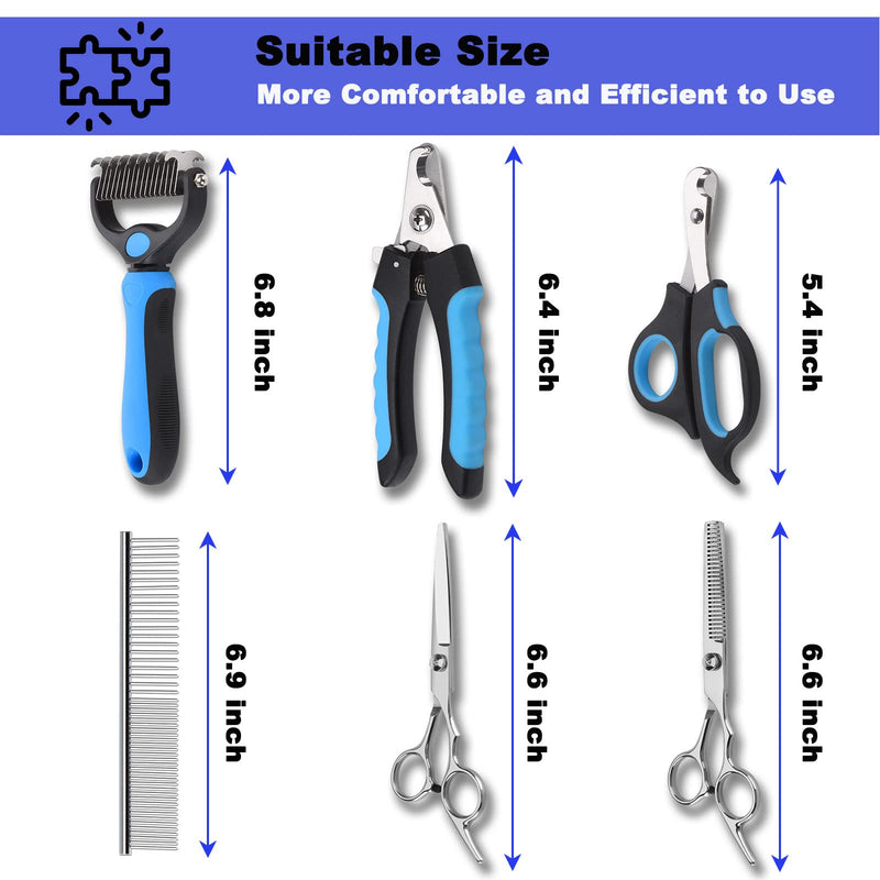 Dog Nail Clippers Trimmer Set, Safety Guard to Avoid Over-Cutting,Dog Grooming Comb Rake Undercoat Brush,Dog Grooming Scissors Shear Kit,8 in 1 Dog Grooming Tools Supplies for Small Large Cat Pet - BeesActive Australia