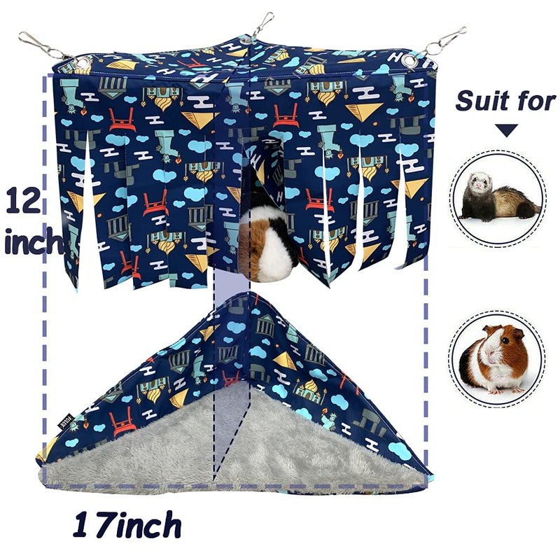 FULUE Guinea Pig Corner Hideout Hammock and Bed,Ferret Corner Hammock and Bed Cave Cozy for Guinea Pig Ferret Chinchilla Rats for Playpen C&C Cage Midwes Cage 2in1 Corner Hideout Blue - BeesActive Australia