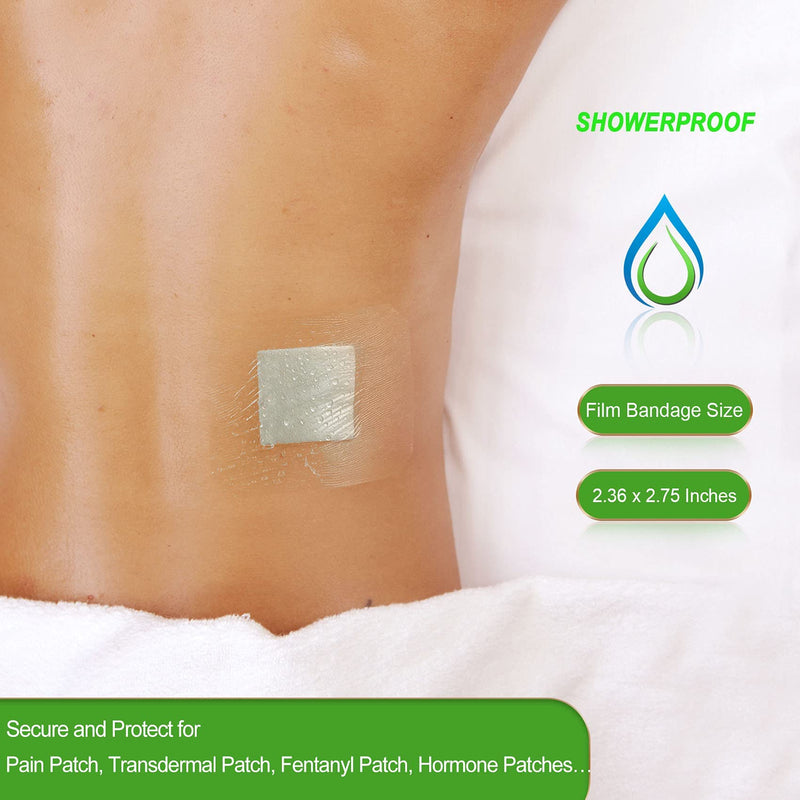 Transparent Film Dressing 2 3/8'' x 2 3/4'', 100 Pack, Waterproof Wound Cover Bandage, Clear IV Catheter Tape, Adhesive Patch, Shower Shield by NeuHeils 2 3/8'' x 2 3/4'' - BeesActive Australia