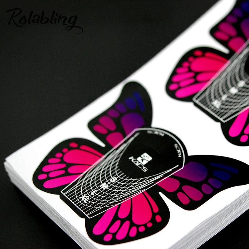 Nail Forms Tips Extension Guide Sticker Nail Art Butterfly Sticker Gel/Acrylic Nail Polish 100 pcs (Size-1) Size-1 - BeesActive Australia