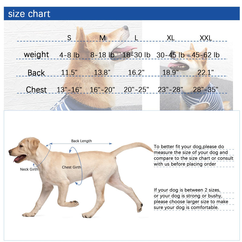 KAROKU Dog Recovery Suit Cats Bodysuits for Abdominal Wounds Recovery Shirt for Male Female Pet Surgical Snugly Suit After Surgery Anti-Licking Dog Onesies, Substitute E-Collar & Cone Medium Blue - BeesActive Australia
