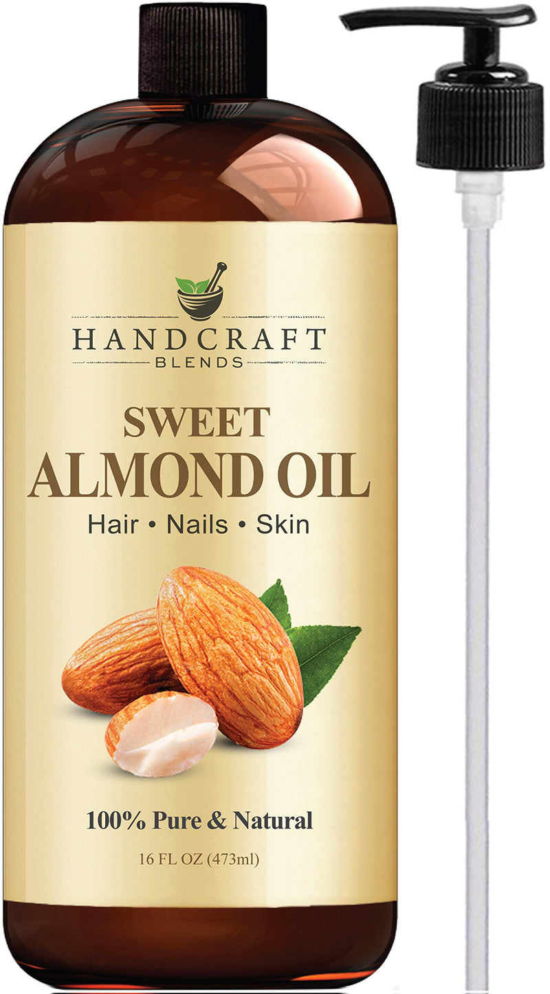 Handcraft Sweet Almond Oil - 100% Pure and Natural - Premium Therapeutic Grade Carrier Oil for Aromatherapy, Massage, Moisturizing Skin and Hair - Huge 16 fl. oz - BeesActive Australia
