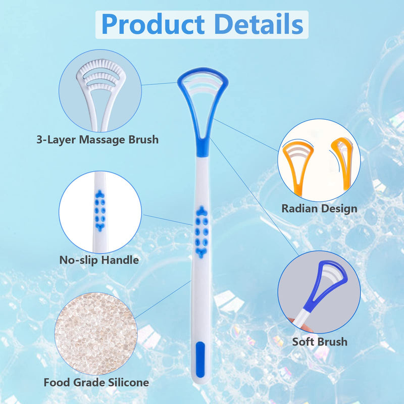 Tongue Scraper,Tongue Brush,Soft & Gentle Silicone Head,Tongue Brushes Helps Keep Breath Fresh,Safe and Convenient, Promote Oral(3 Pcs) - BeesActive Australia
