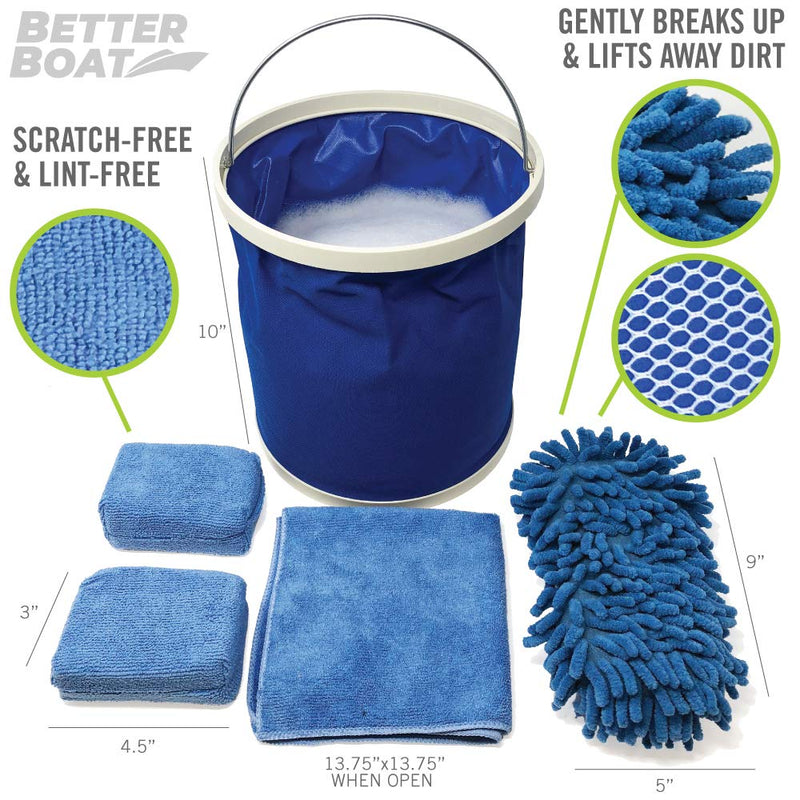 [AUSTRALIA] - Boat Cleaner Microfiber Sponge Bucket and Microfiber Wash Cloths | Interior Exterior Seats and Fiberglass Hull Cleaning Kit Washing Sponges 