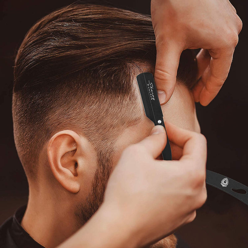 SHARPY Cut Throat Razor Kit - Matte Black Straight Razor Men - Professional Barber Shaving Razor for Men - Moustache & Beard Razor Men Shaving Kit - BeesActive Australia