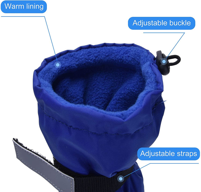 Hipaw Outdoor Dog Boots Winter Dog Shoes Nonslip for Snow Rain L ( Insole width: 2.76" ) Blue - BeesActive Australia