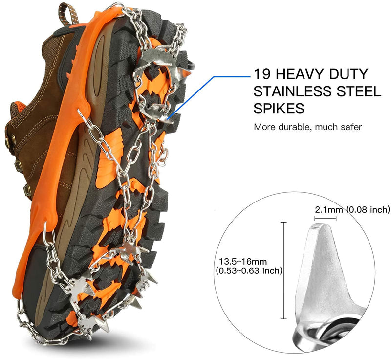 IPSXP Traction Cleats, Ice Snow Grips Crampons for Footwear with 19 Stainless Steel Spikes for Walking, Jogging, Climbing, Hiking on Snow and Ice (M/L/XL) Medium - BeesActive Australia