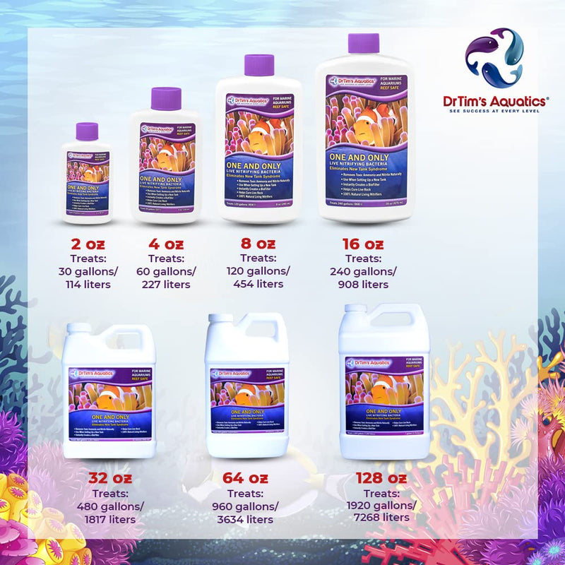 DrTim's Aquatics Reef One & Only Nitrifying Bacteria – For Reef, Nano and Seahorse Aquaria, New Fish Tanks, Aquariums, Disease Treatment – H20 Pure Fish Tank Cleaner – Removes Toxins – 2 Oz. (400) - BeesActive Australia