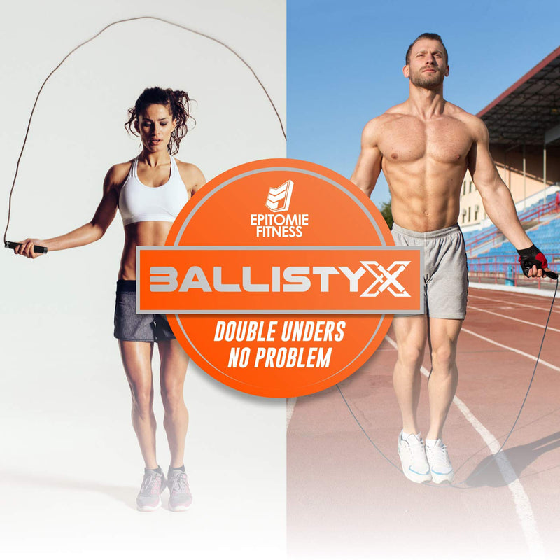 Ballistyx Jump Rope - Premium Speed Jump Rope with 360 Degree Spin, Steel Handles, Silicone Grips and 2 x Adjustable Cables - for Crossfit, Gym & Home Fitness Workouts & More Carbon Black - BeesActive Australia