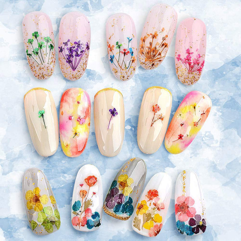 324PCS Dried Flowers Nail Art - Nail Art Accessories Kits, 81 Color Lovely Natural Nail Art, Dried Flowers for Resin Molds, YWLI - BeesActive Australia