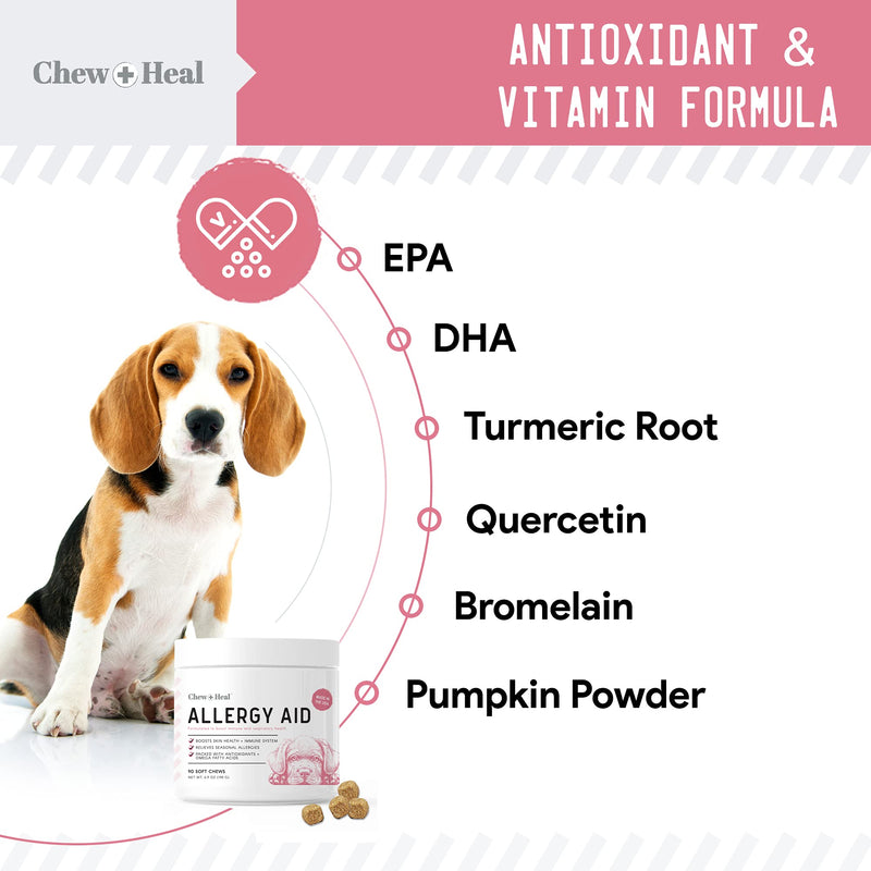 Dog Allergy Chews with Antioxidants, 90 Delicious Soft Chew Treats - Immune System and Respiratory Health Booster for Dogs and Cats - Seasonal Allergies Relief, Skin Health - Made in The USA - BeesActive Australia