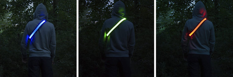 ILLUMISEEN LED Reflective Belt Sash | High Visibility LED Lights with 2 Lighting Modes | Adjustable Quick Release Buckle | USB Rechargeable, No Batteries Needed | Weatherproof Professional Safety Gear Green - BeesActive Australia