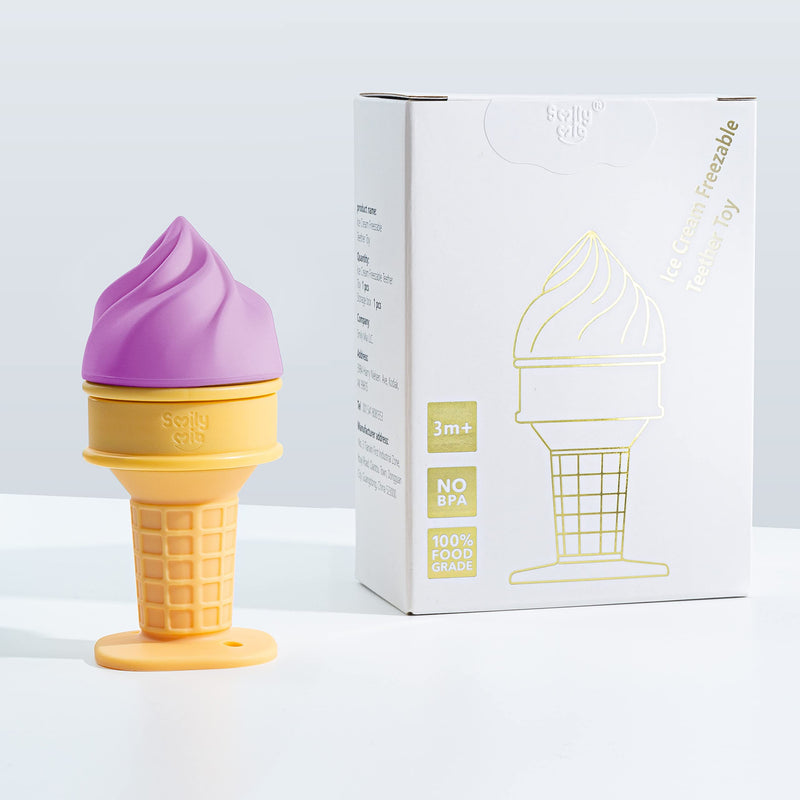Smily Mia Freezer Teether for Babies 12-18Months,Freezable Ice Cream Toy for 6-12Months Babies,Cold Water Soother for 3-6Months for Teething Pian Relief,Grape Purple grape purple - BeesActive Australia