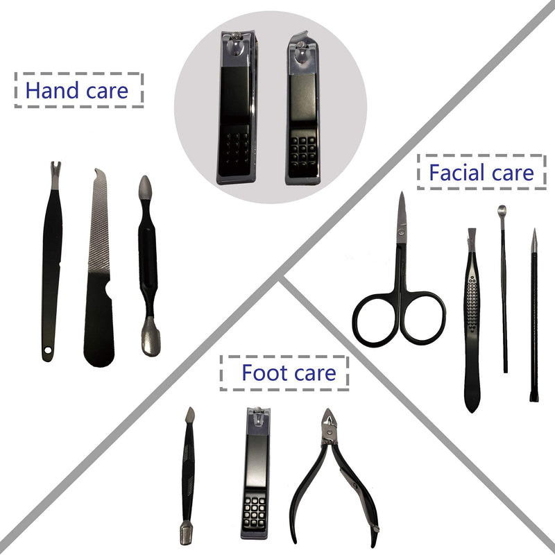 Manicure and Pedicure set Stainless Steel Nail Clipper, 12PCS Grooming Kit for Men &Women Fingernail Toenail Clippers Cutter by Misigar - BeesActive Australia