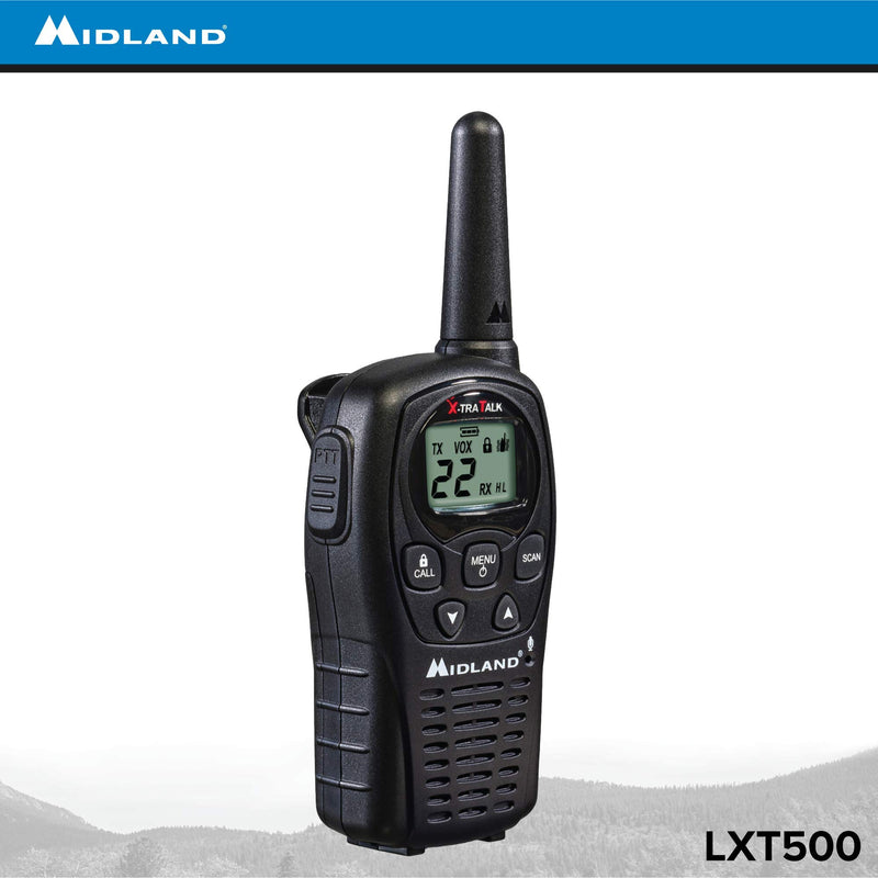 [AUSTRALIA] - Midland - LXT500VP3, 22 Channel FRS Walkie Talkies with Channel Scan - Extended Range Two Way Radios, Silent Operation, Batteries Included (Pair Pack) (Black) Pair Pack - Black 
