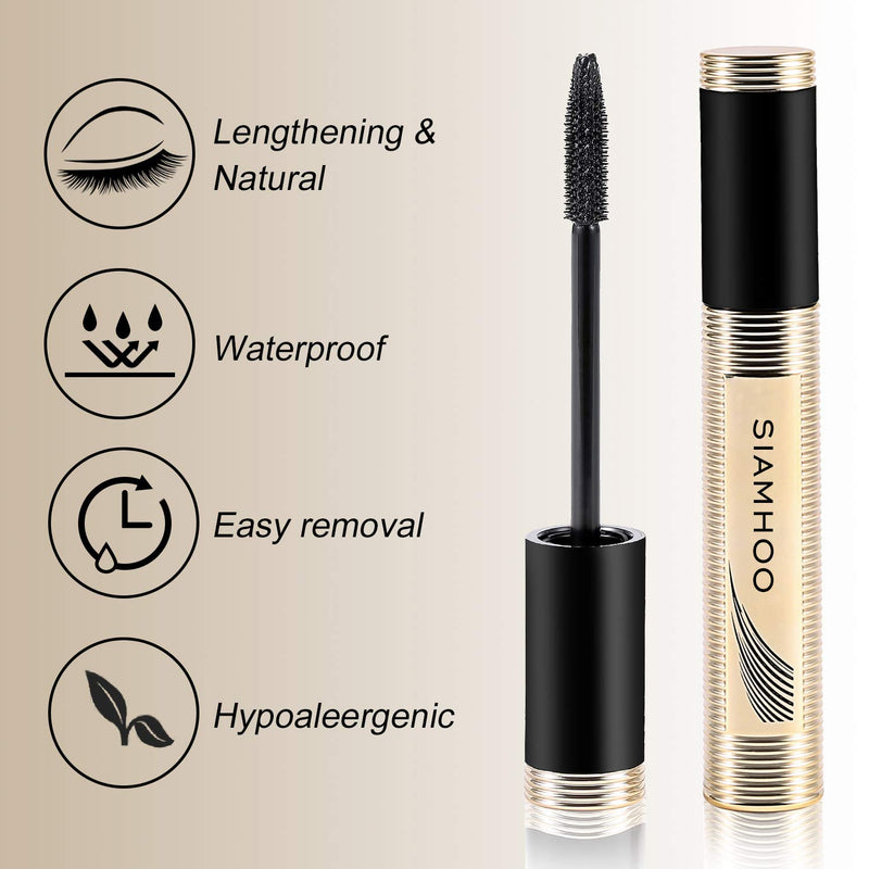 SIAMHOO 4D Silk Fiber Lash Mascara,Mascara Black Volume and Length,Thicker,Long-lasting&Waterproof(Classic black) - BeesActive Australia