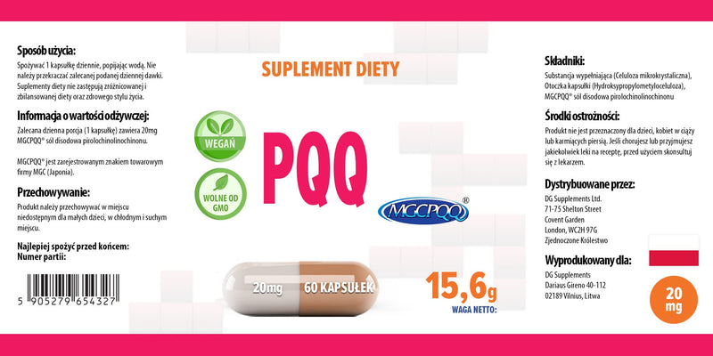 Hepatica PQQ (MGCPQQ) 20mg 60 Vegan Capsules, Pyrroloquinoline Quinone Certificate, 3rd Party lab Tested, High Strength Supplement, Gluten and GMO Free - BeesActive Australia