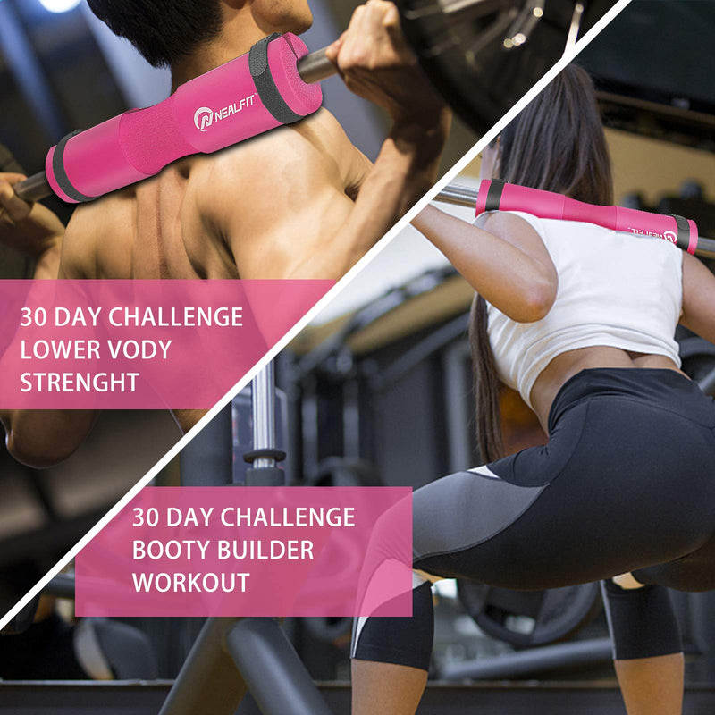NEALFIT Barbell Pad Squat Pad for Squats—Squat Bar Pad—Great for Weightlifting,Lunges and Hip Thrusts—Foam Sponge Pad—Fit Standard and Olympic Bars Perfectly Pink - BeesActive Australia