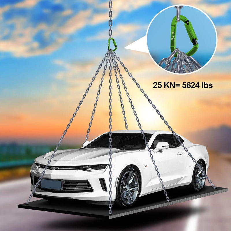 FVW Auto Locking Rock Climbing Carabiner Clips,Professional 25KN (5620 lbs) Heavy Duty Caribeaners for Rappelling Swing Rescue & Gym etc,Large Carabiners,D-Shaped 2pcs-green - BeesActive Australia