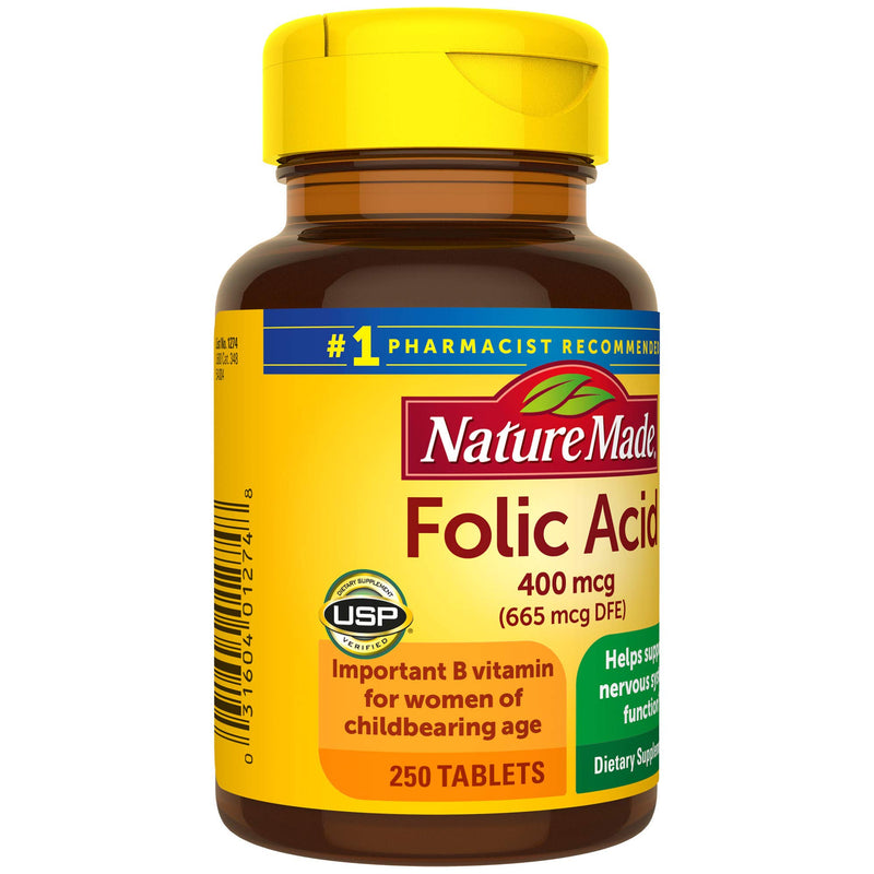Nature Made Folic Acid 400 mcg (665 mcg DFE) Tablets, 250 Count 250 Count (Pack of 1) - BeesActive Australia