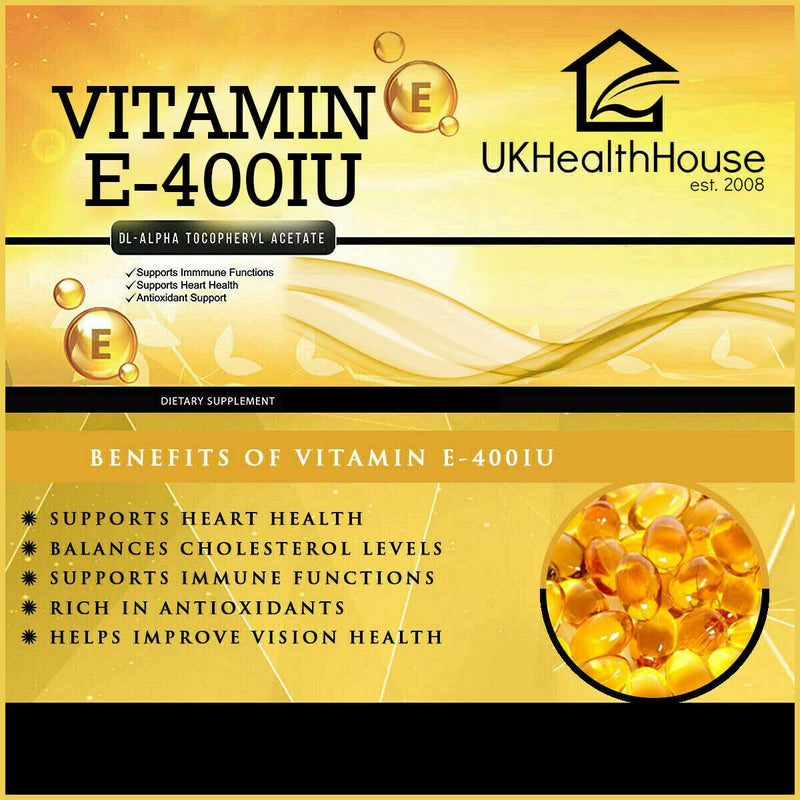 Premium - Vitamin E 400iu Softgel Capsules x 240 - Anti-Oxidant, Gluten Free, Dairy Free, Highly Absorbable, Skin Support - BeesActive Australia