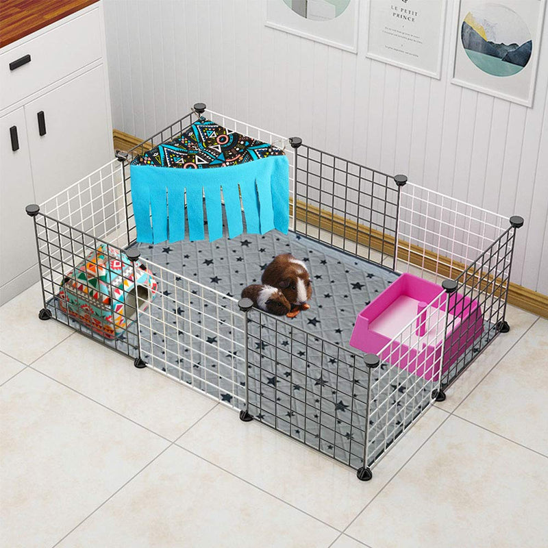 RIOUSSI Guinea Pig Hideout Hideaway Corner Fleece Toys Cage Accessories with Reversible Sides S-12" x 12" x 12" geometric - BeesActive Australia